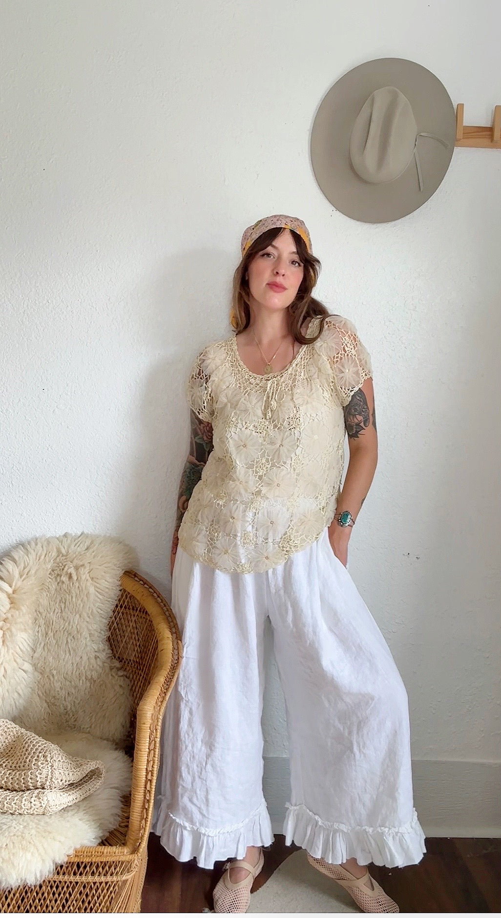 Vintage crochet sequin blouse