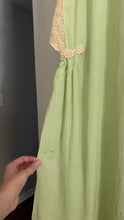 Load image into Gallery viewer, 1920s tissue silk pistachio green lace dress
