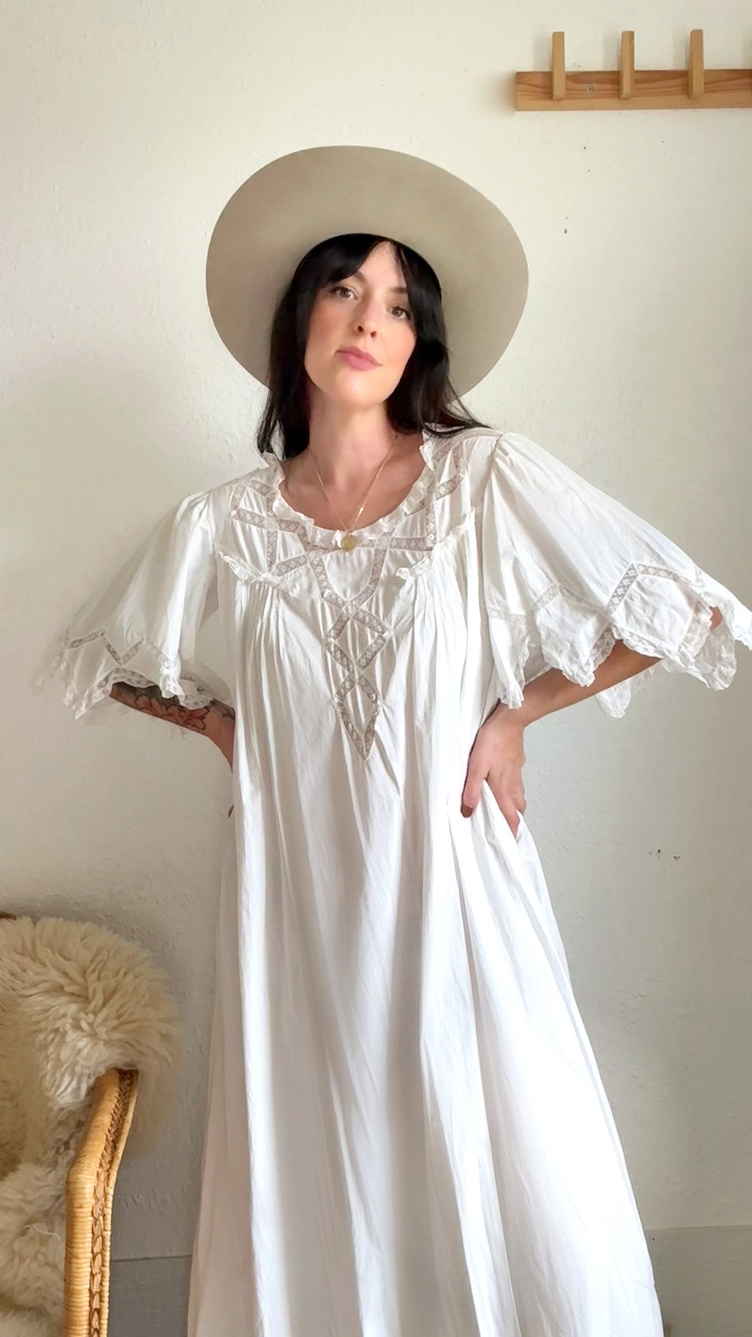 Edwardian cotton + lace gown