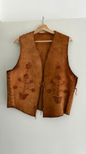 Load image into Gallery viewer, Vintage 70s leather floral patterned vest
