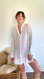 Vintage French linen button down dress