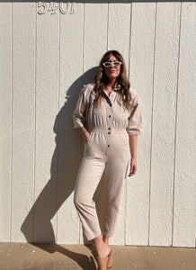 Vintage khaki denim jumpsuit