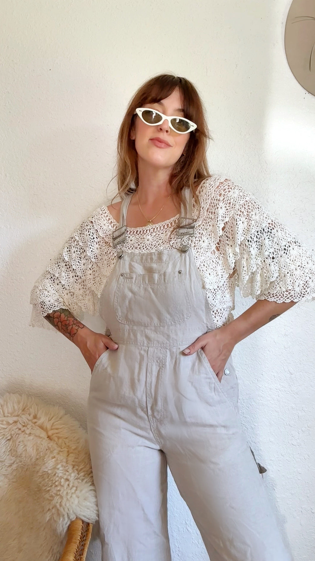Vintage 90s linen gap overalls