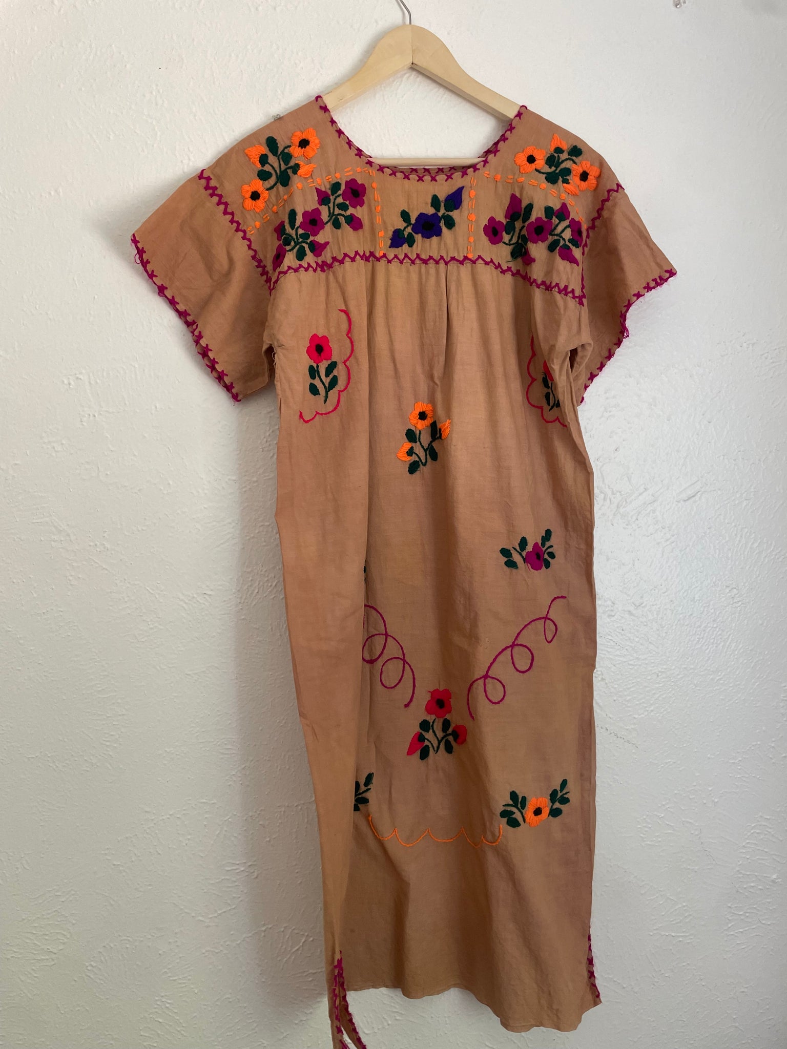 Vintage hand dyed 70s Mexican dress-clay The Wild Rose Vintage Vintage hand dyed 70s Mexican dress-clay The Wild Rose Vintage