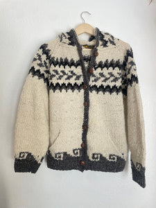Vintage wool hooded cardigan