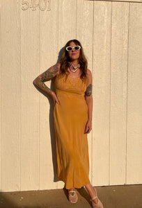 Vintage tangerine hand dyed silk dress