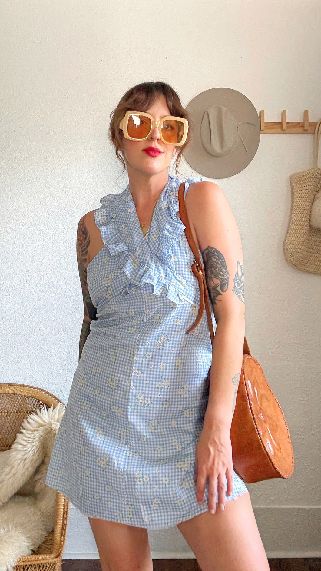 Vintage 70s halter mini  dress