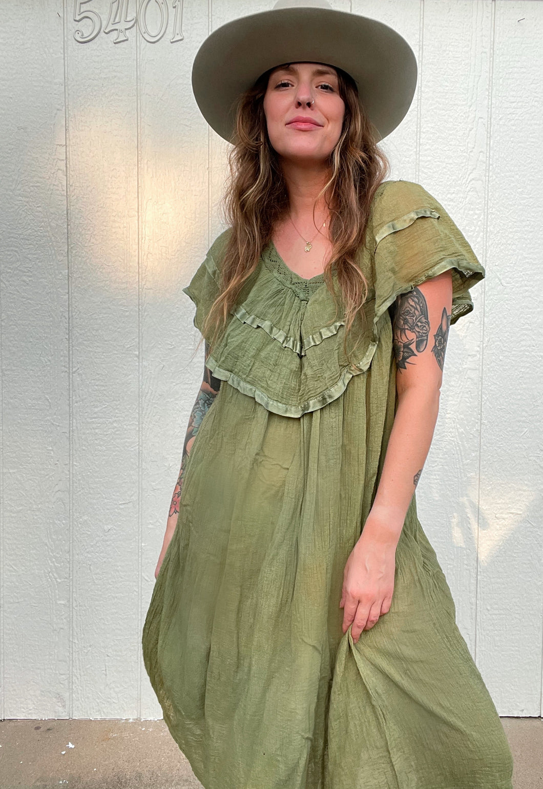 Vintage over dyed gauze dress