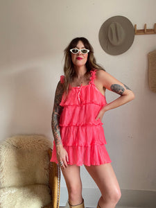 Vintage hot pink ruffle dress