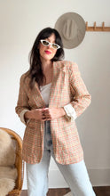 Load image into Gallery viewer, Vintage plaid linen blazer
