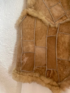 Vintage patchwork Sherpa vest
