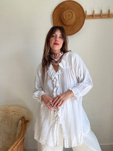Vintage gauze cotton ruffle top