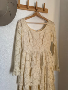 Vintage 70s lace ruffle dress