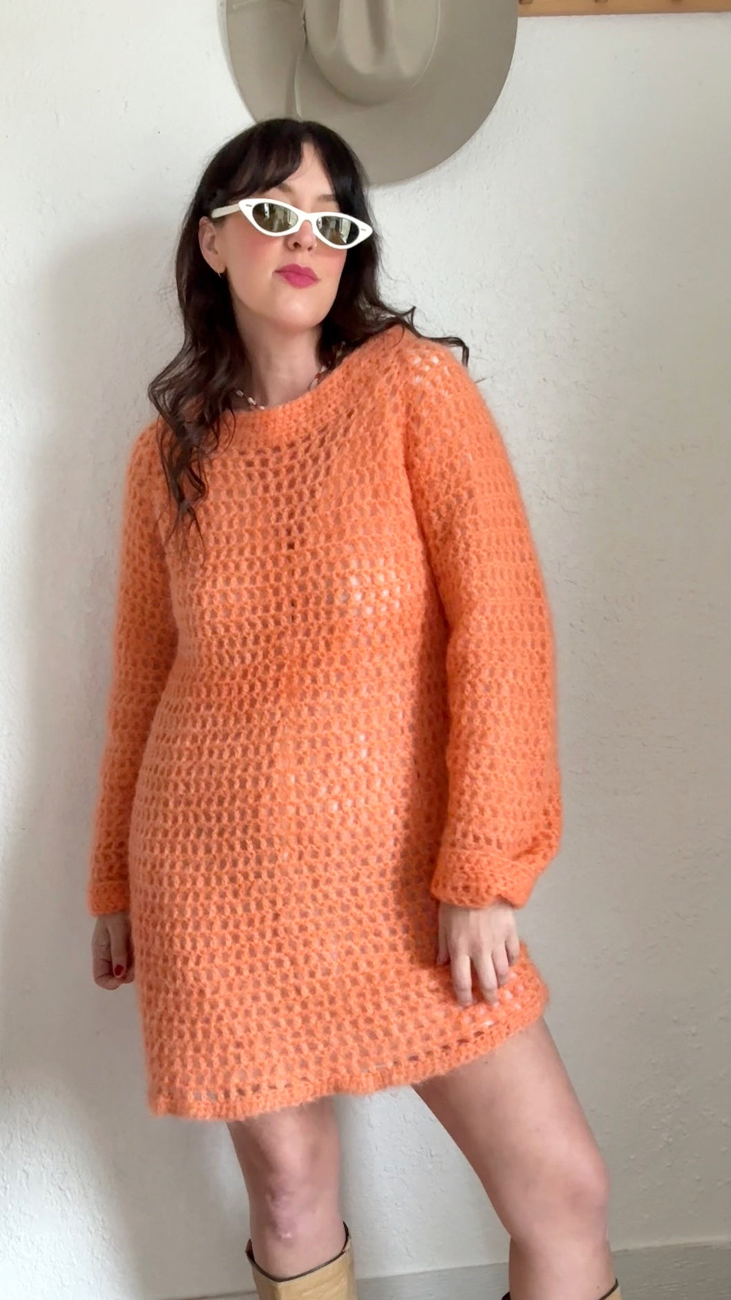 mohair mini dress Hand Knit Mohair Mini Dress ,Handmade Sweaterdress