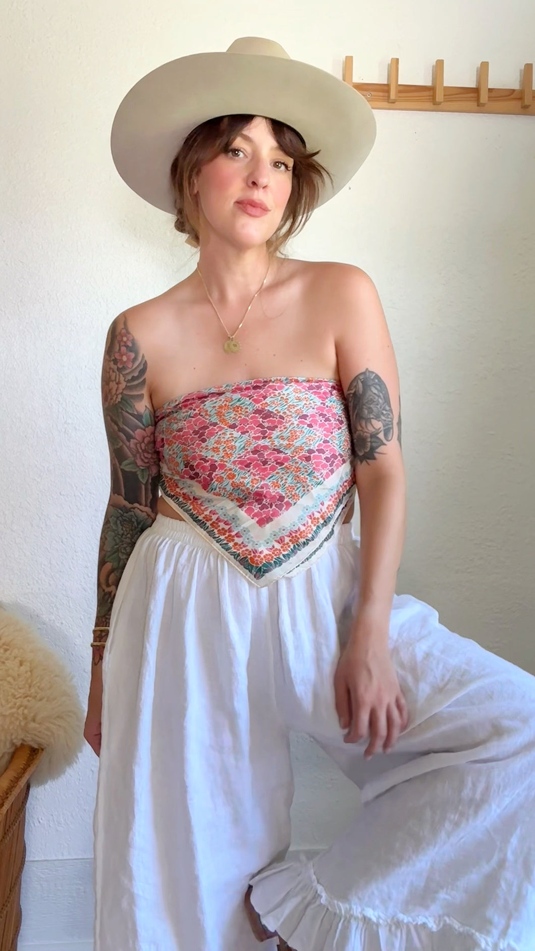 Vintage silk floral scarf