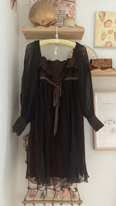Vintage 60s 70s  brown mini dress