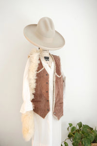 Vintage suede + sherpa vest