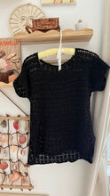 Load image into Gallery viewer, Vintage black crochet blouse
