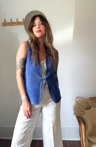 Vintage blue suede vest