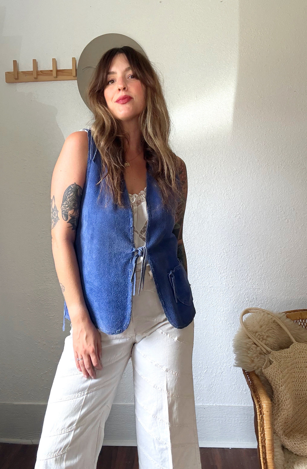 Vintage blue suede vest