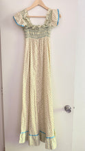 Load image into Gallery viewer, Vintage 70s cotton floral smocked dress
