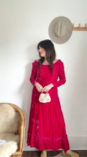 Load image into Gallery viewer, 1930s 40s velvet magenta dress
