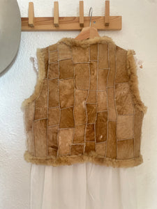 Vintage patchwork Sherpa vest