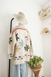 Vintage wool flower sweater