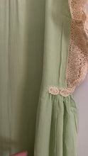 Load image into Gallery viewer, 1920s tissue silk pistachio green lace dress
