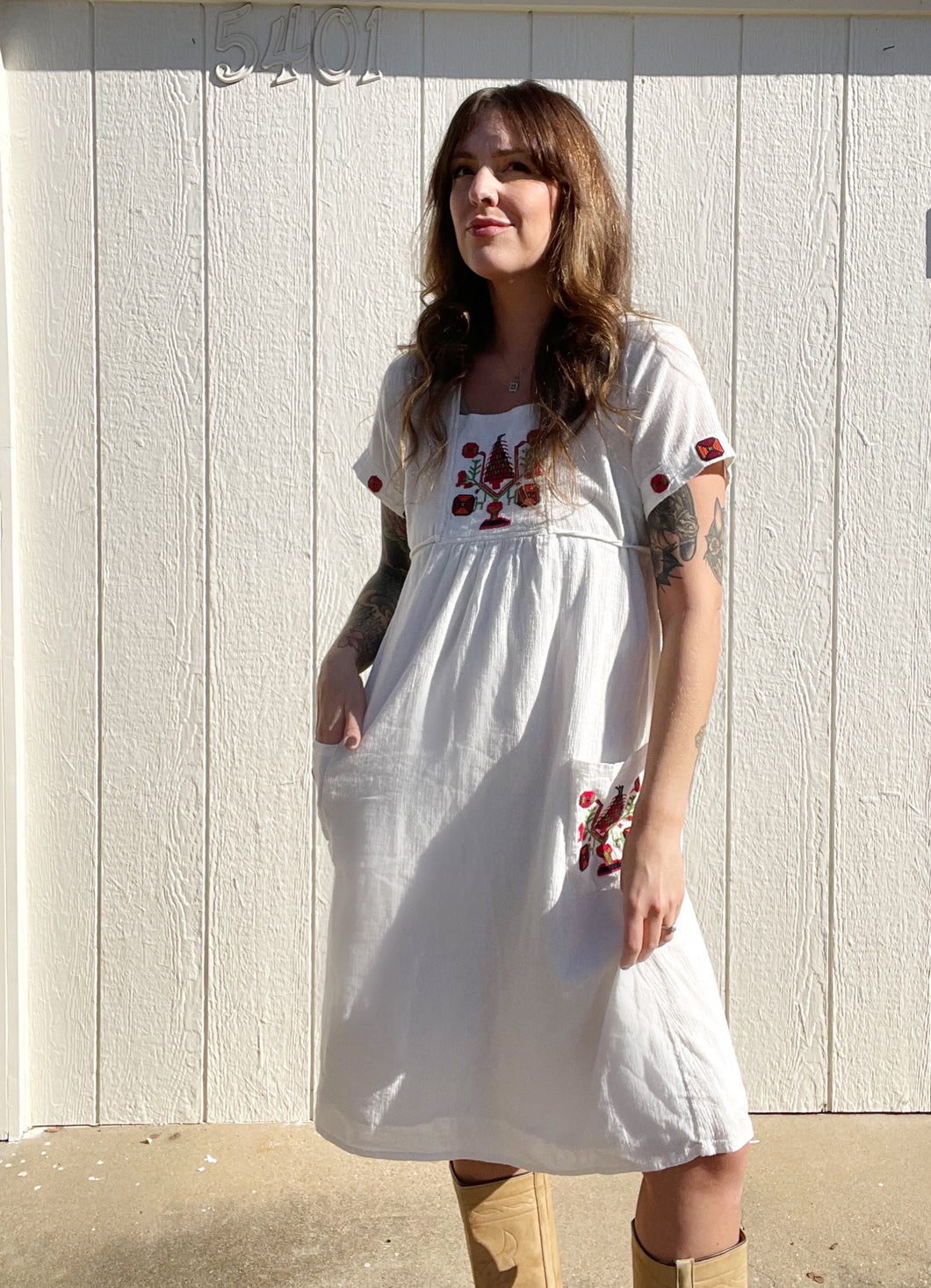 Vintage cotton embroidered dress