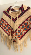 Load image into Gallery viewer, Vintage 1970s hand knit shawl
