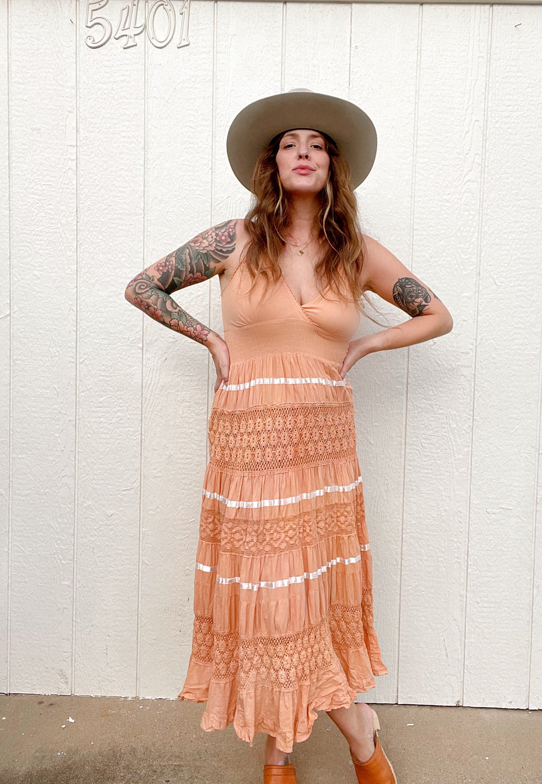 Vintage cotton crochet dress-hand dyed