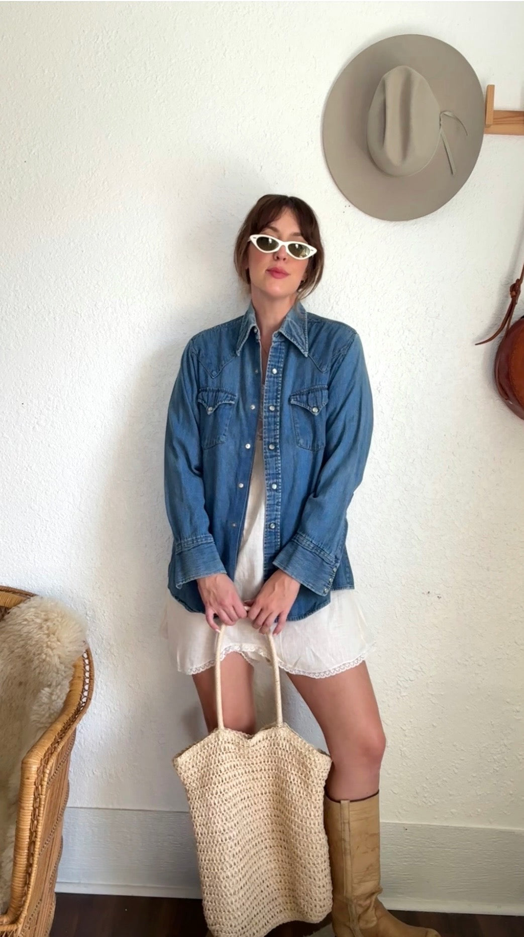 Vintage denim western button down