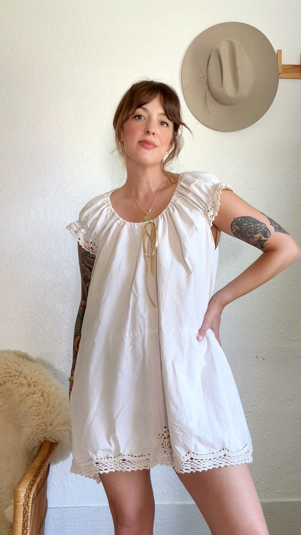 【正規品】2WAY WILD ROSE CANVAS ART DRESS Wild Roses-dress,floral,hand Block Printed,bohemian,white