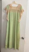 Load image into Gallery viewer, 1920s tissue silk pistachio green lace dress
