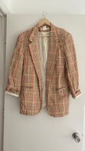 Load image into Gallery viewer, Vintage plaid linen blazer
