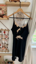 Load image into Gallery viewer, Vintage black satin mini dress
