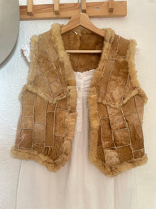 Vintage patchwork Sherpa vest