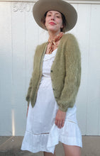 Load image into Gallery viewer, Vintage hand dyed mohair cardigan-in shaggy green
