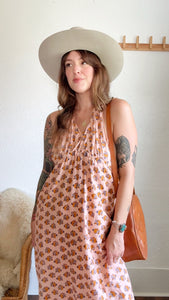 Vintage 70s block print halter dress