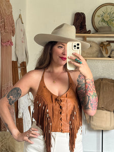 Vintage leather fringe vest
