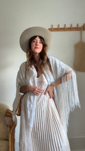 Load image into Gallery viewer, Vintage white silk fringe shawl
