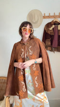 Load image into Gallery viewer, Vintage leather applique poncho
