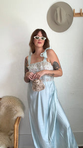 Vintage 1930s blue silk dress