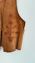 Load image into Gallery viewer, Vintage 70s leather floral patterned vest
