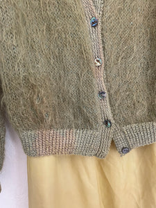Vintage hand dyed mohair cardigan-in shaggy green