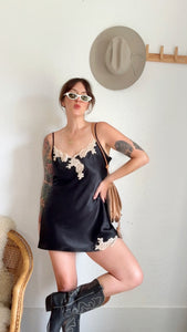 Vintage black satin mini dress