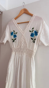 Vintage cotton gauze embroidered dress