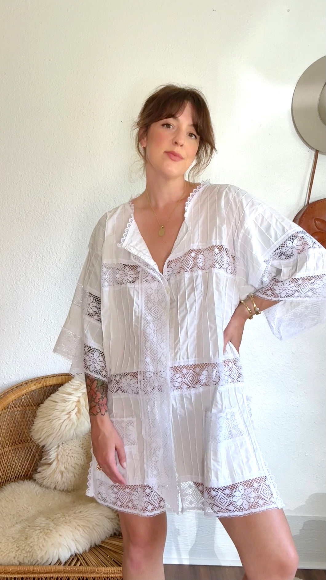 Vintage 70s pin tuck blouse