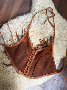 Vintage leather fringe vest